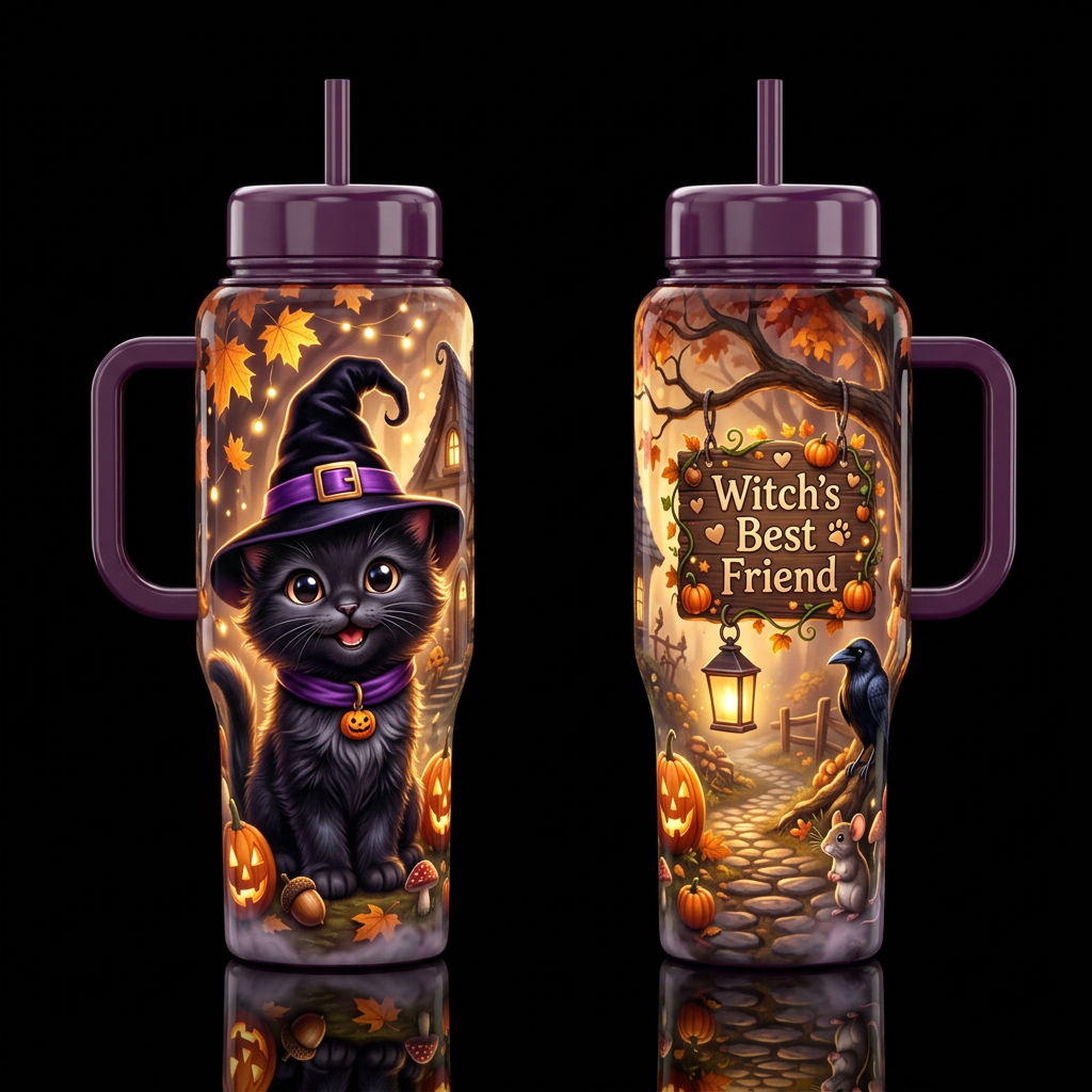 A Witches best friend water bottle design