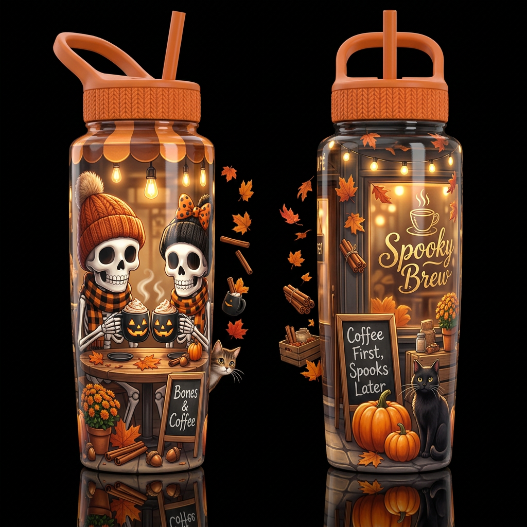 Spooky brew water bottle design