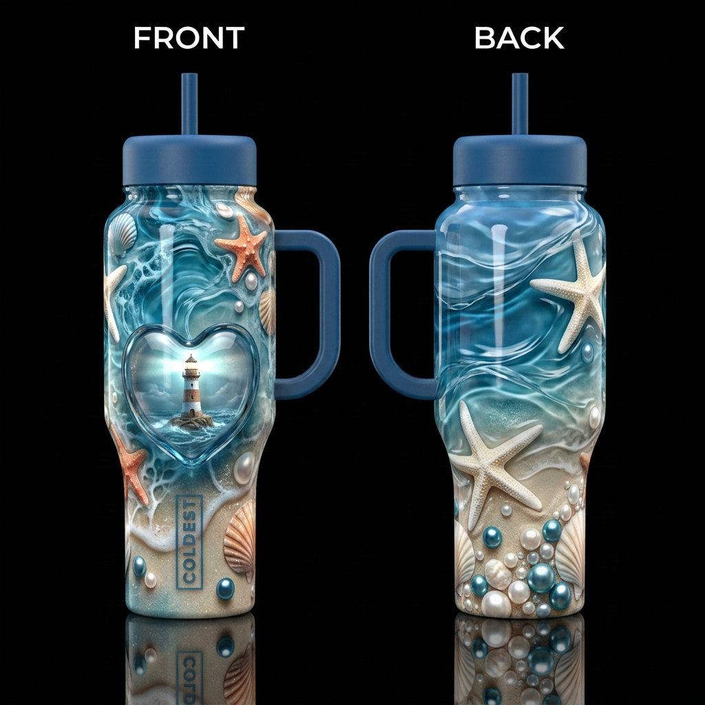 Beacon of the Sea water bottle design