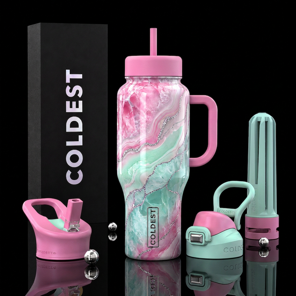 Blushing Mint Elixir water bottle design