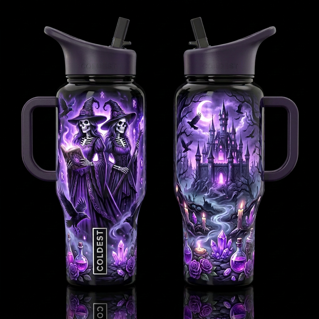 Midnight coven water bottle design