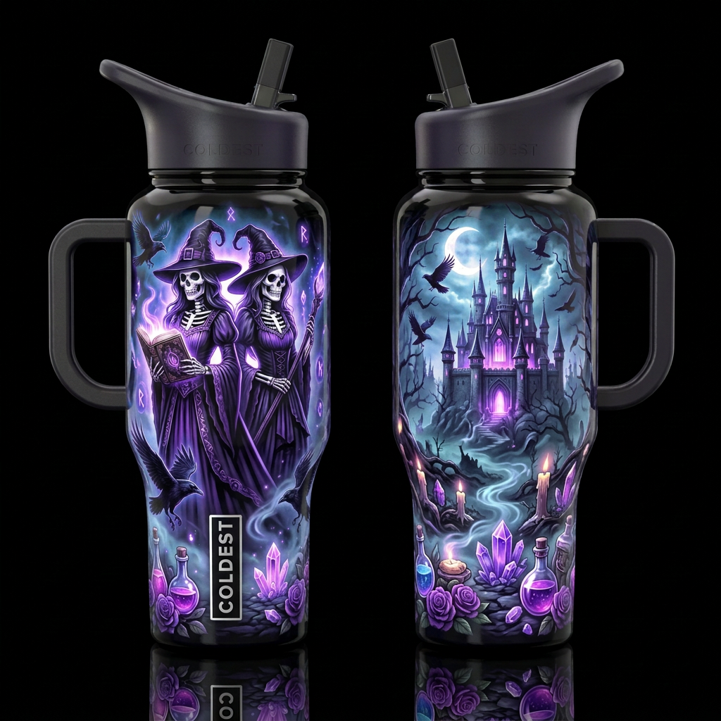 Midnight coven 2 water bottle design