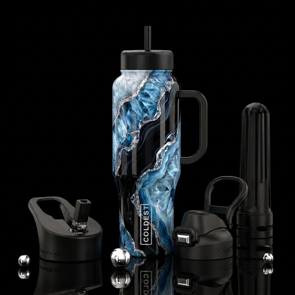 Make the blue a little darker and make it pop more... water bottle design