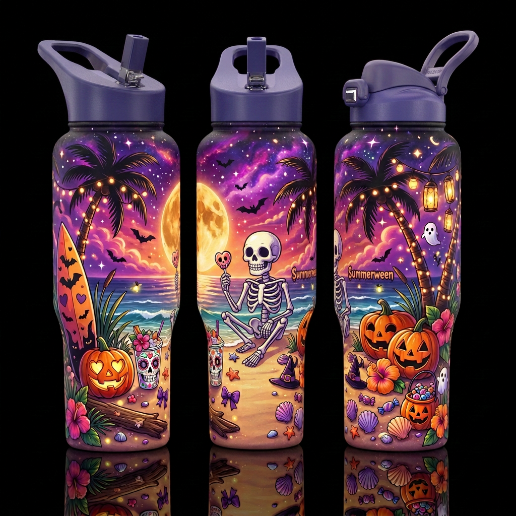 Skeloween water bottle design