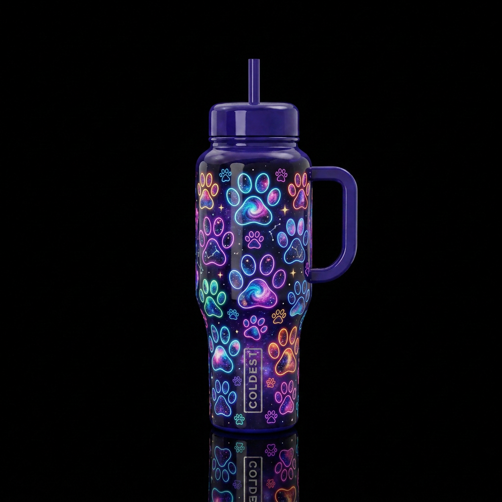 Pawsitively Cosmic water bottle design