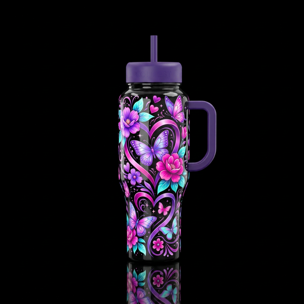 Hearts Aflutt 2 water bottle design