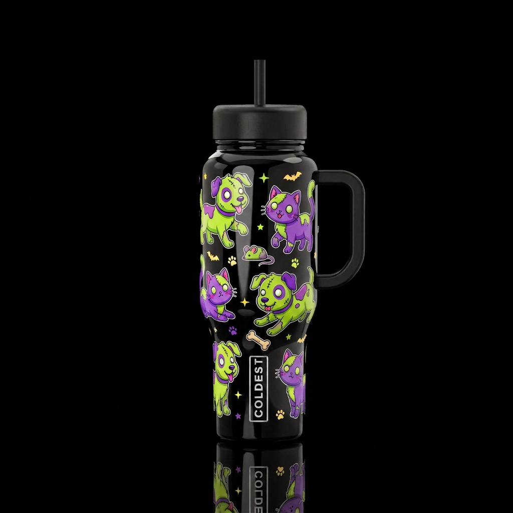 Zombie Apawcalypse water bottle design