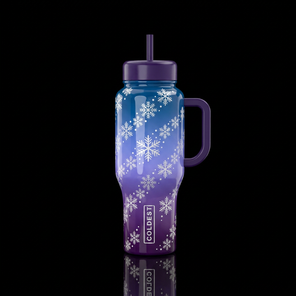 Winter snowfall water bottle design