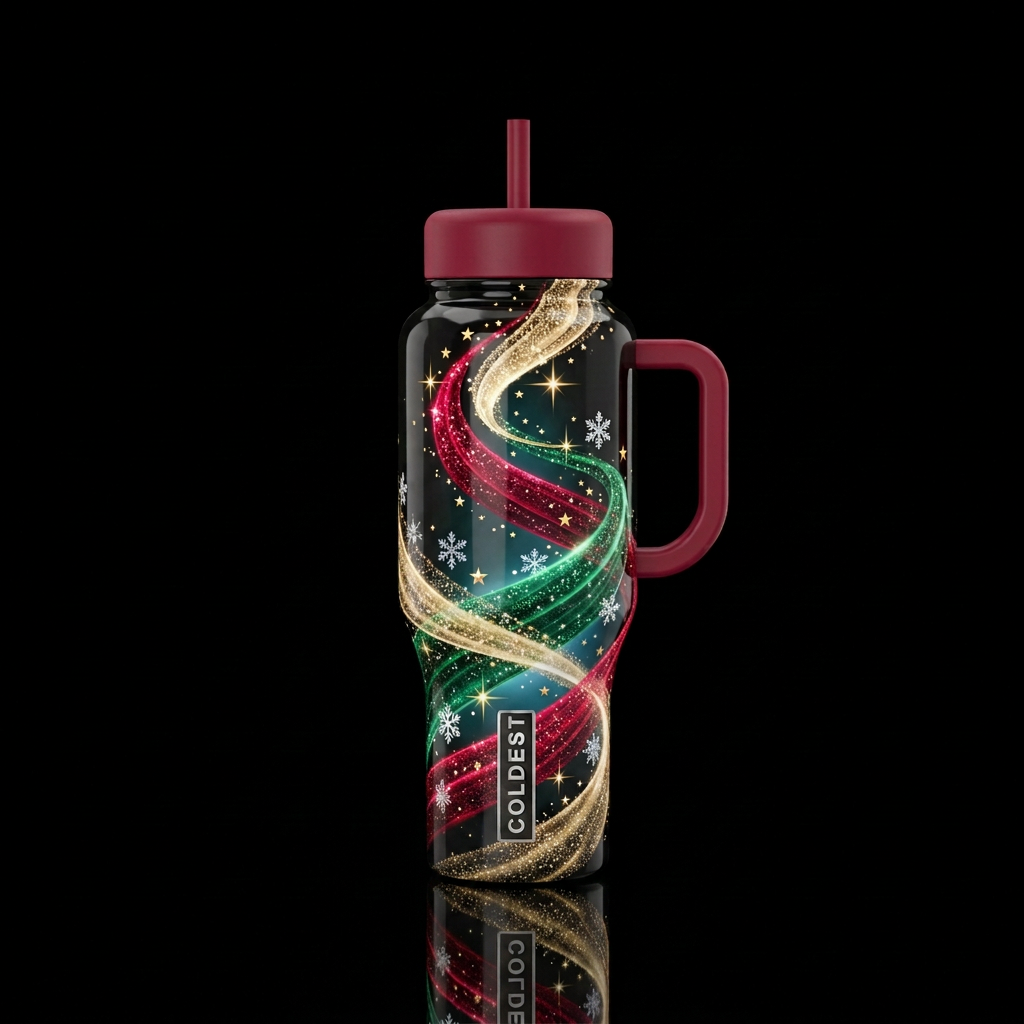 A twist of Christmas magic water bottle design