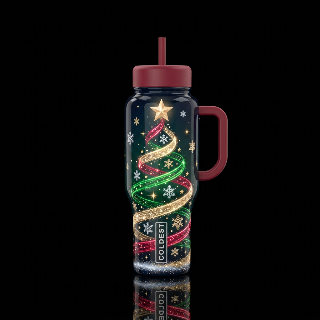 A twist of Christmas magic (Tree) water bottle design