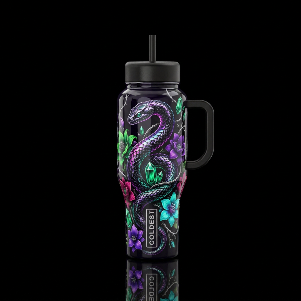 Serpent’s Enchanted Garden water bottle design