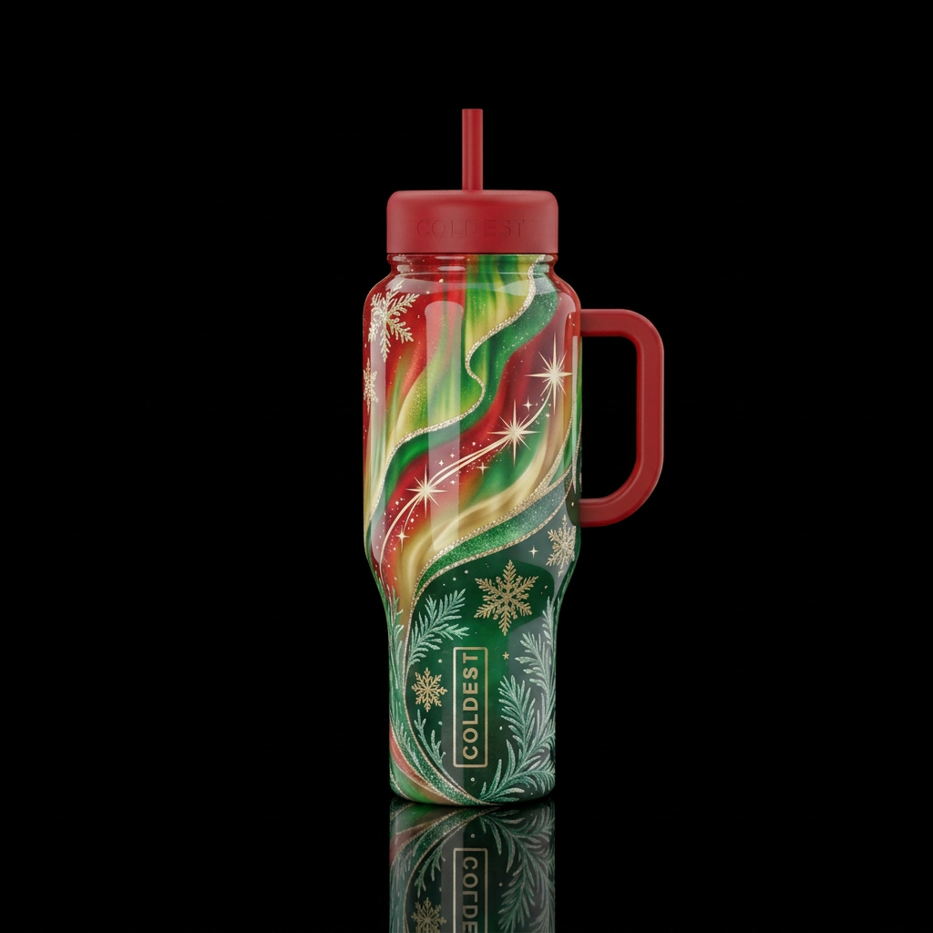 Change to Christmas colors water bottle design