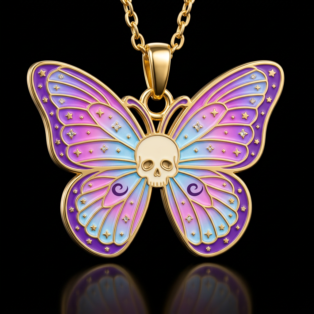 Butterfly skull water bottle design