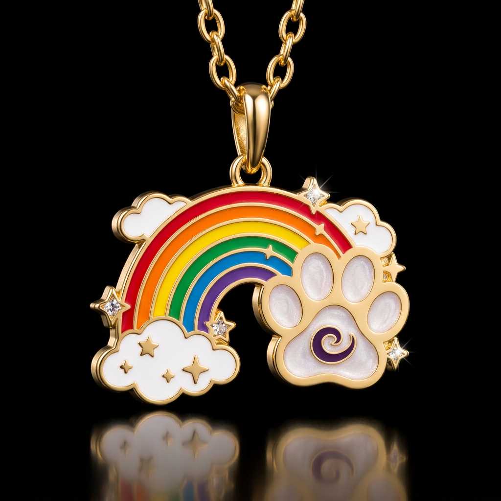 Rainbow bridge paw water bottle design