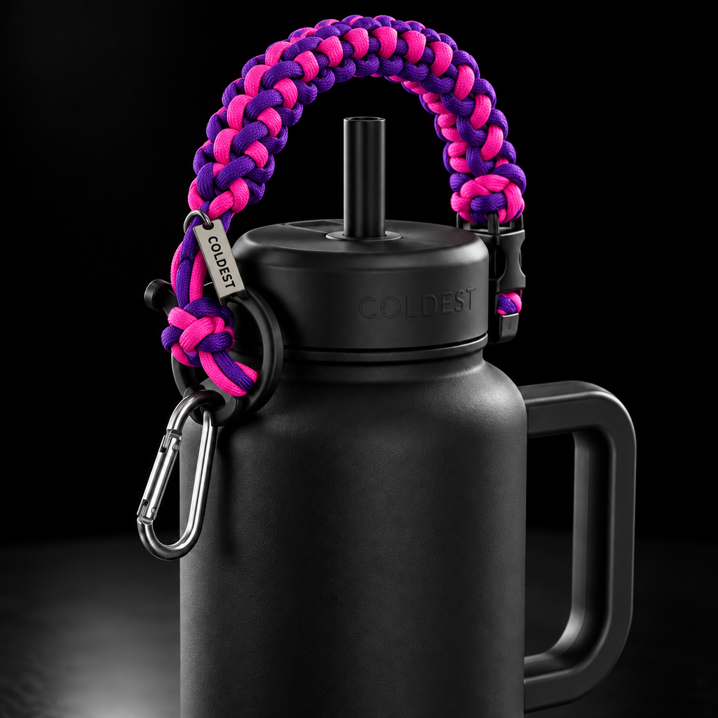 Purple and hot pink water bottle design