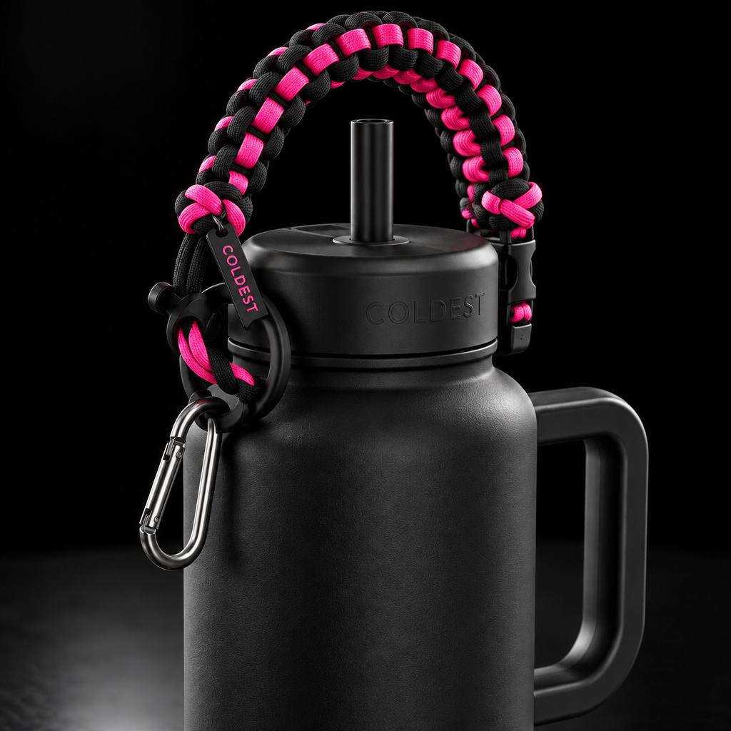 Black and hot pink water bottle design