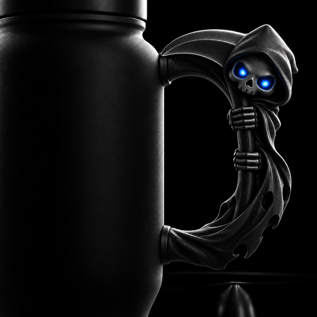 GRIMITLESS blue eyes water bottle design