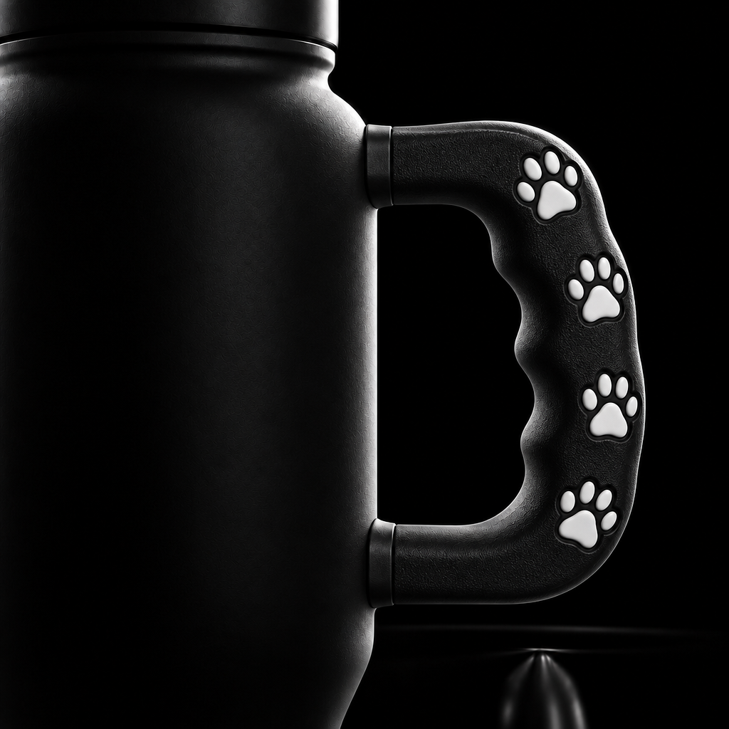 White paw print water bottle design