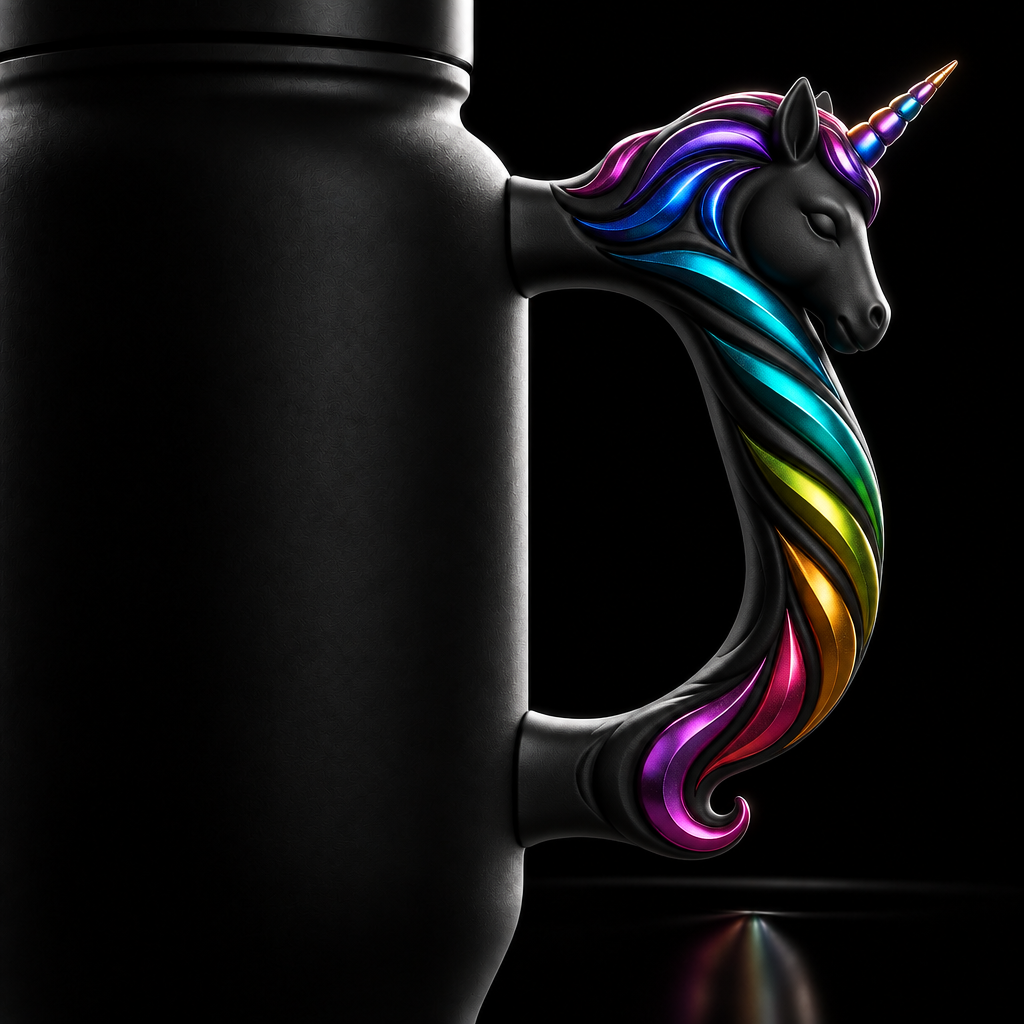 Unicorn rainbow water bottle design