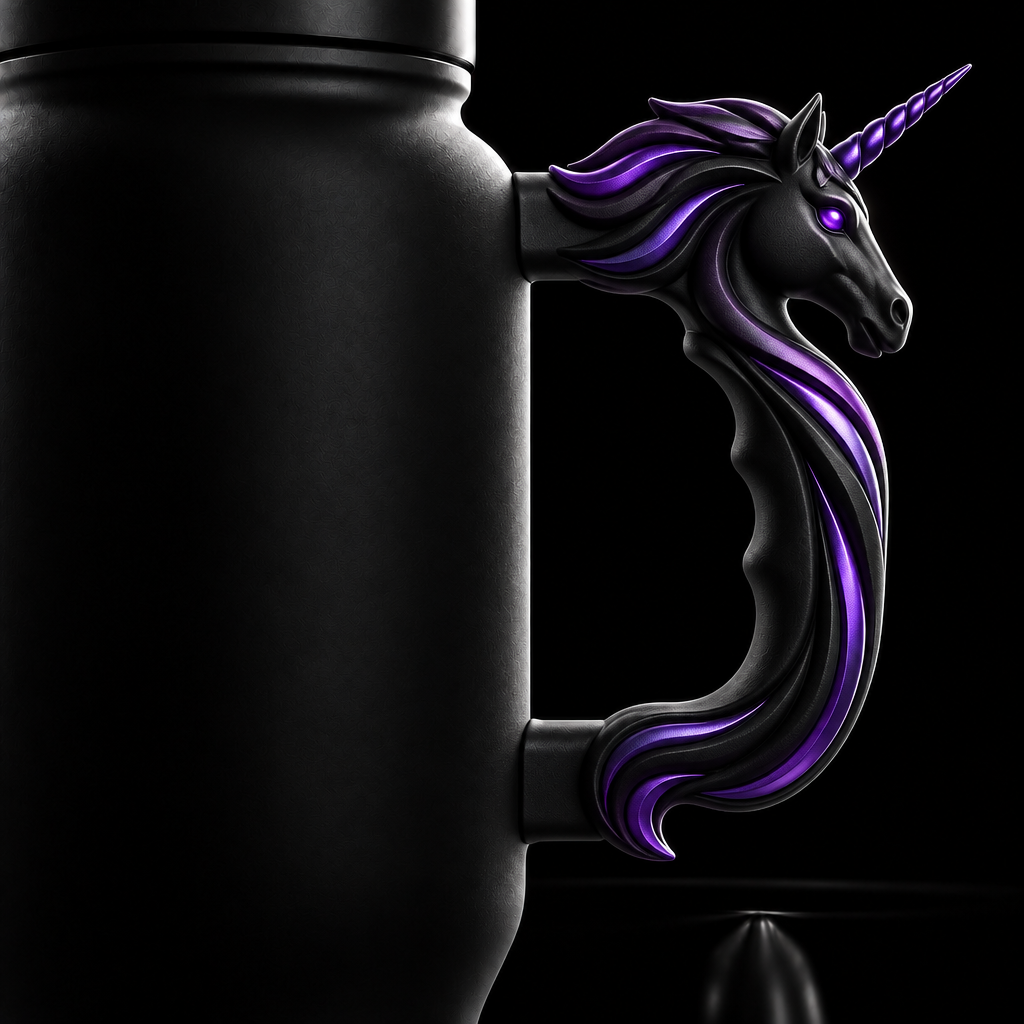Unicorn purple water bottle design