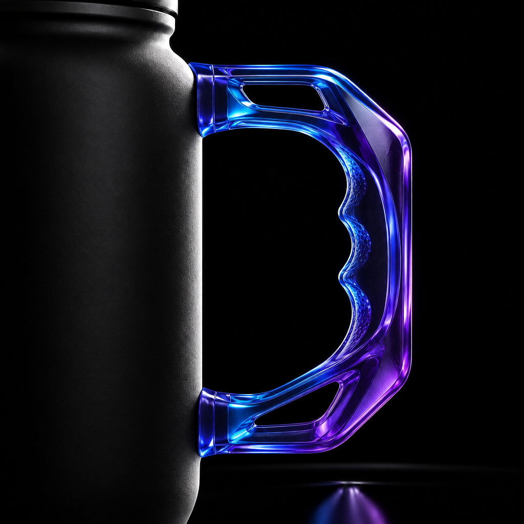 Purple and blue clear water bottle design