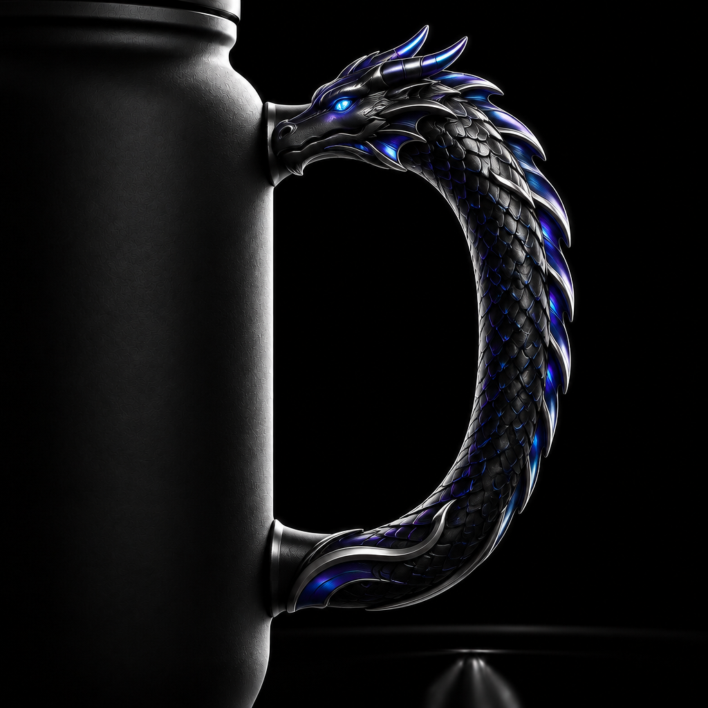 Glowing dragon water bottle design