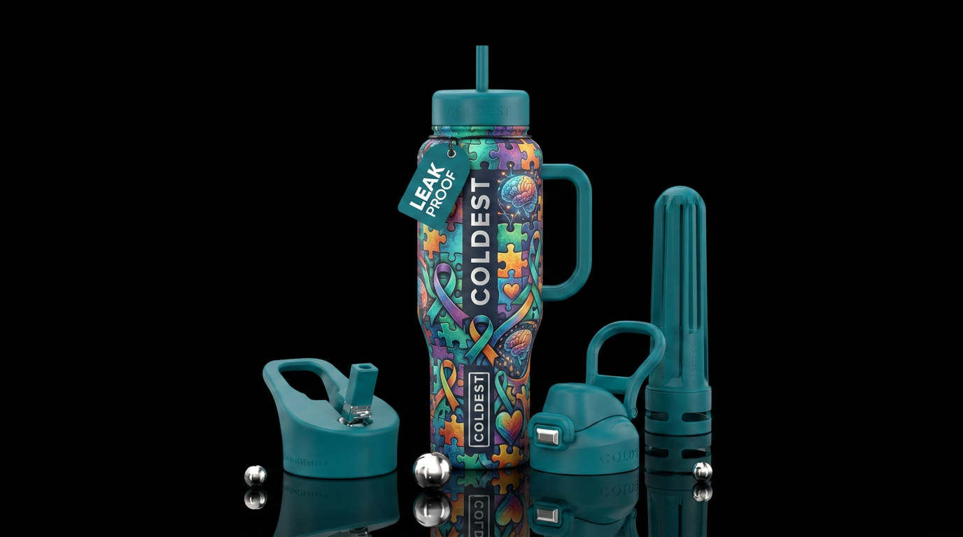 Autism and mental health water bottle design