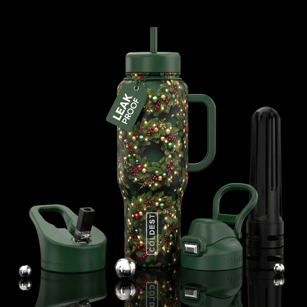 Christmas for the Holidays water bottle design