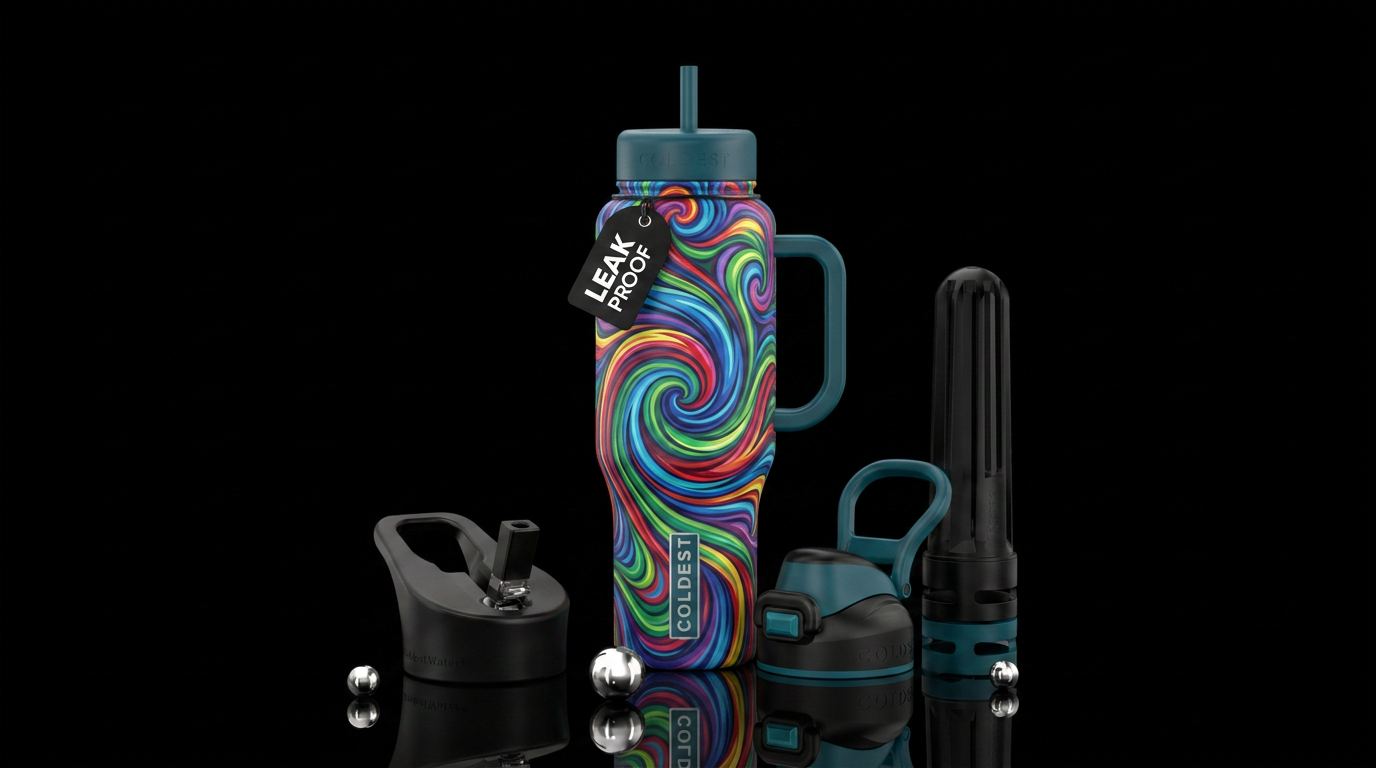 Swirly Things water bottle design