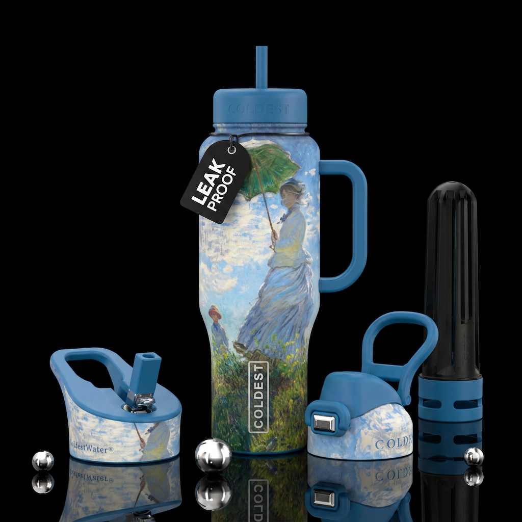 Woman with a Parasol - Madame Monet and Her Son water bottle design