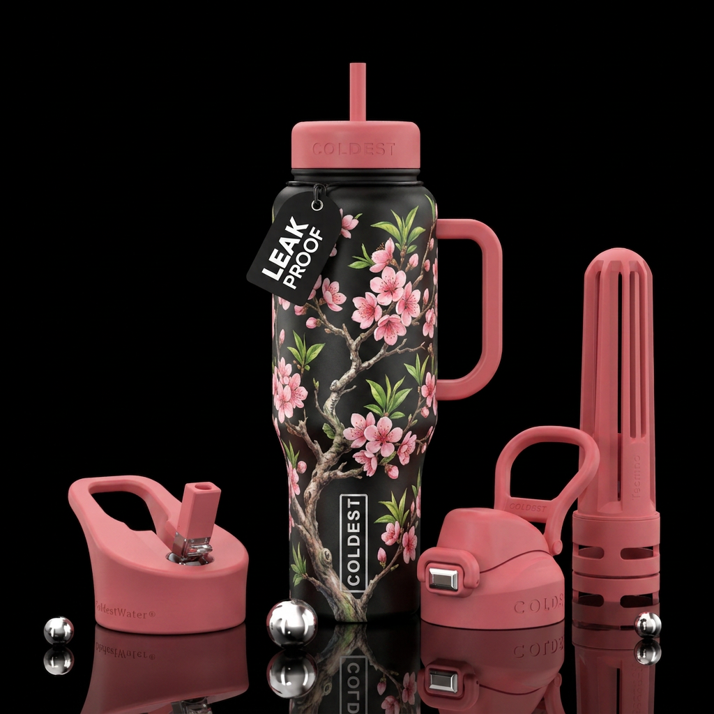 Peach Trees in Bloom water bottle design