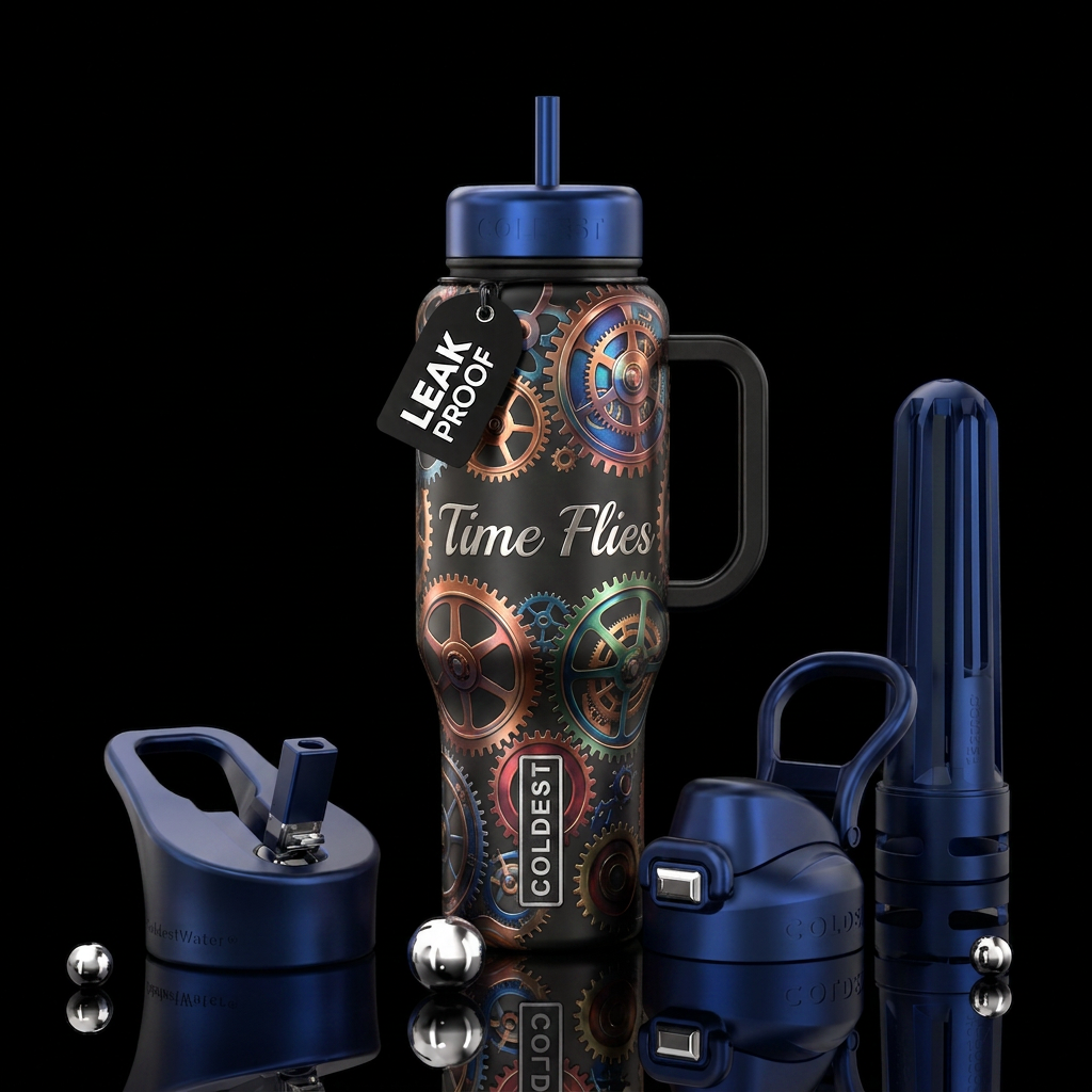 Time Flies water bottle design