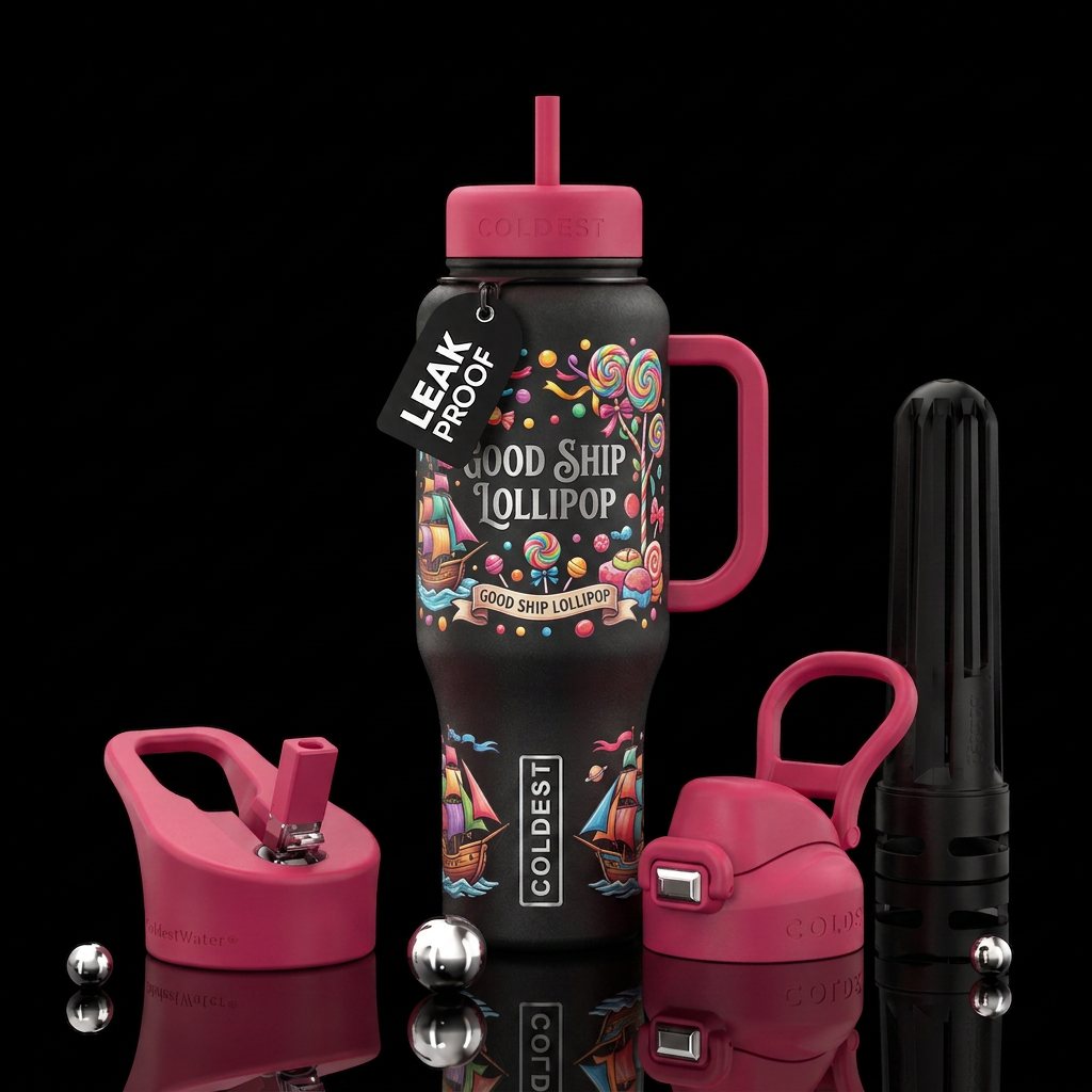 On the Good Ship Lollipop water bottle design