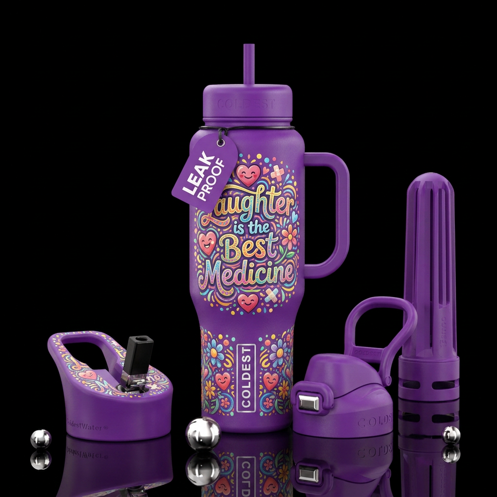 Laughter is the Best Medicine water bottle design