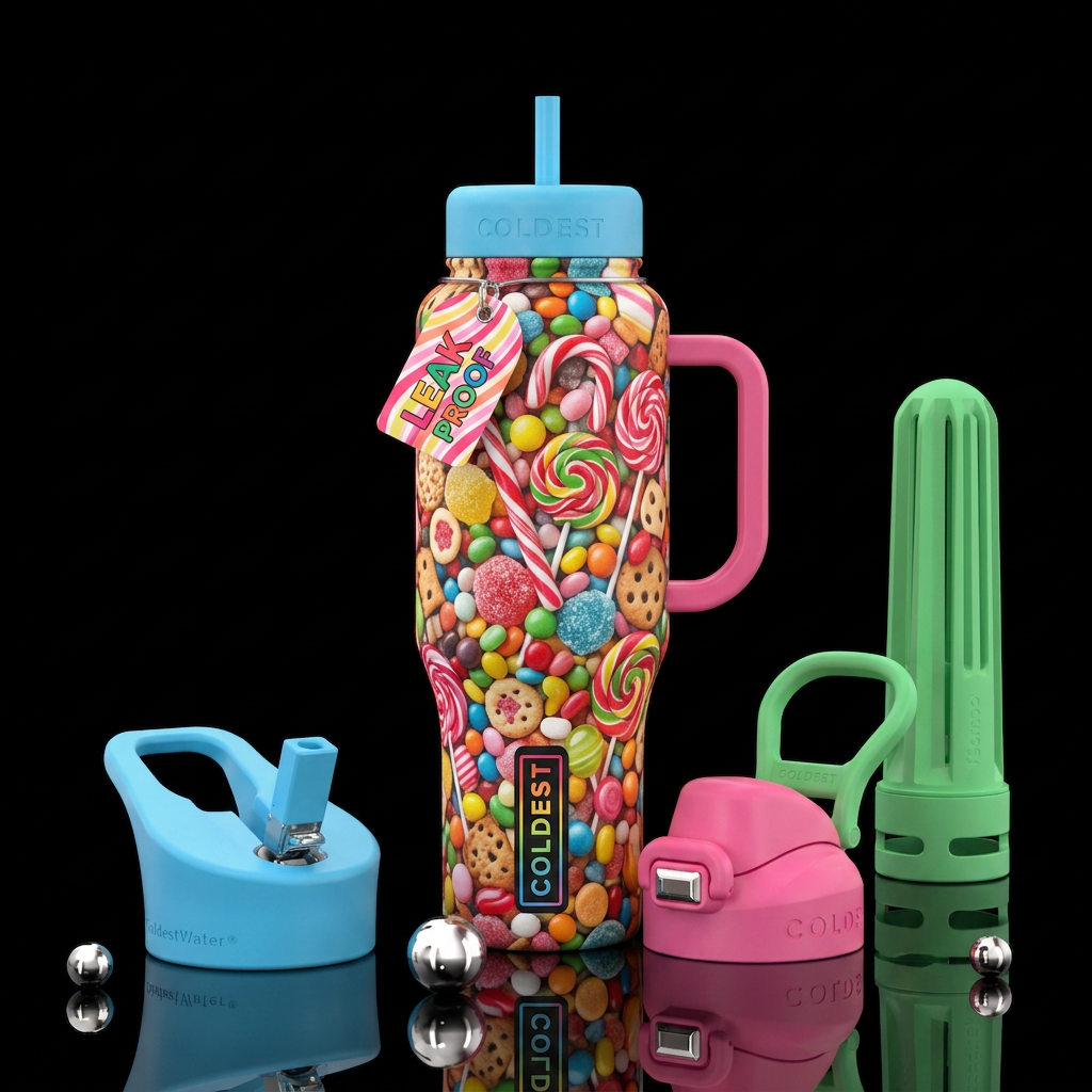 The Kingdom of Sweets water bottle design