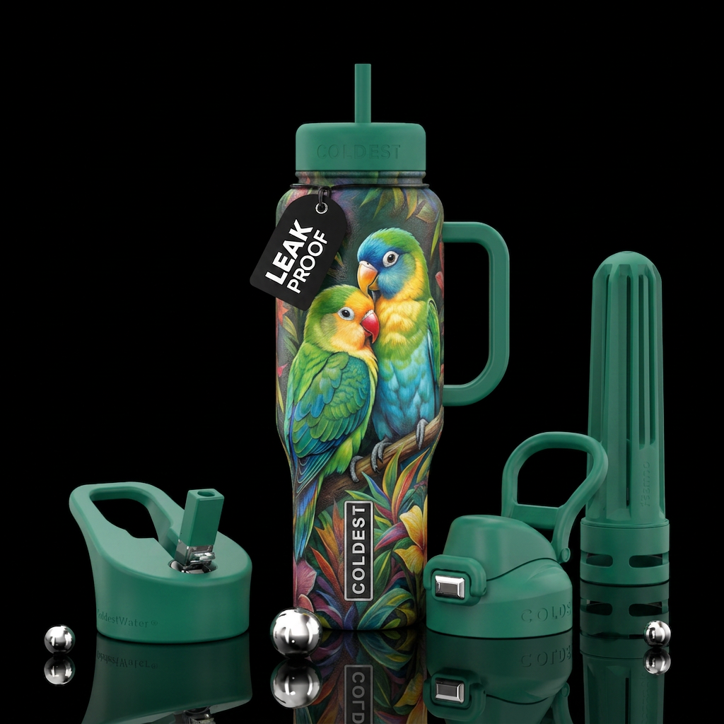 Lovey Lovebirds water bottle design