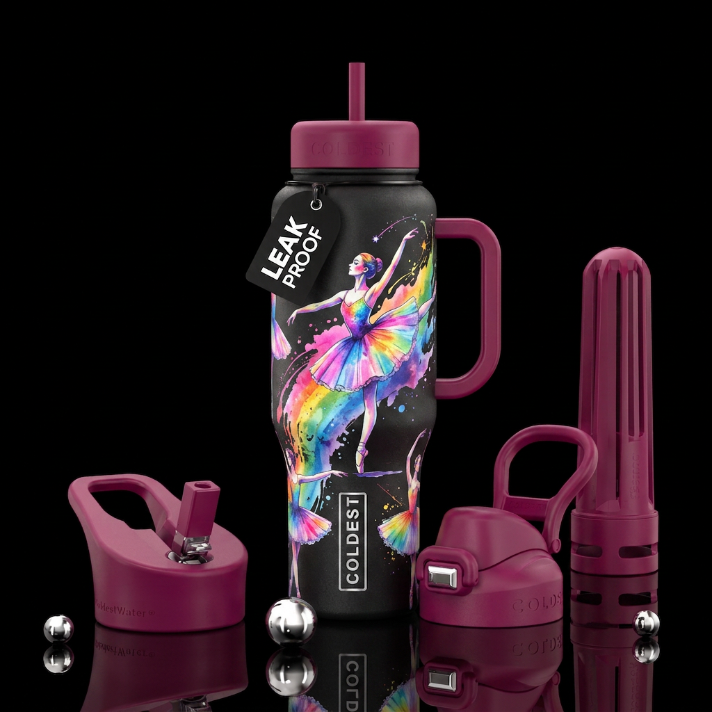 Rainbow Ballerinas water bottle design