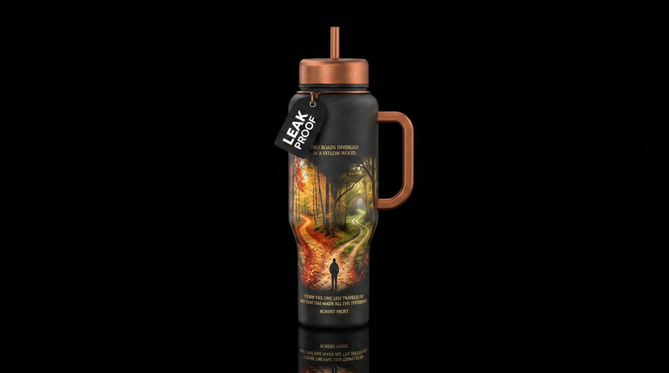 The Road Not Taken water bottle design