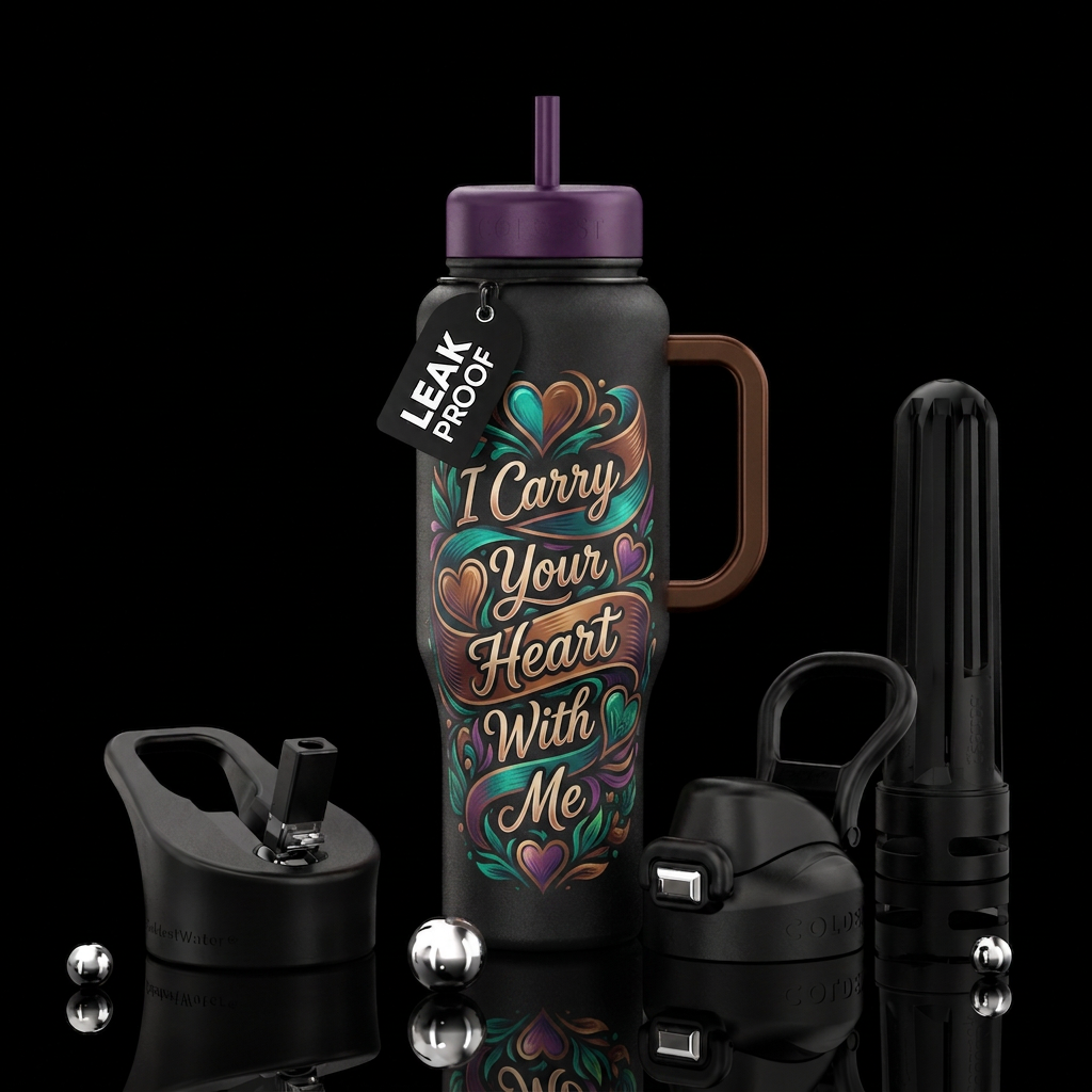 I Carry Your Heart With Me water bottle design