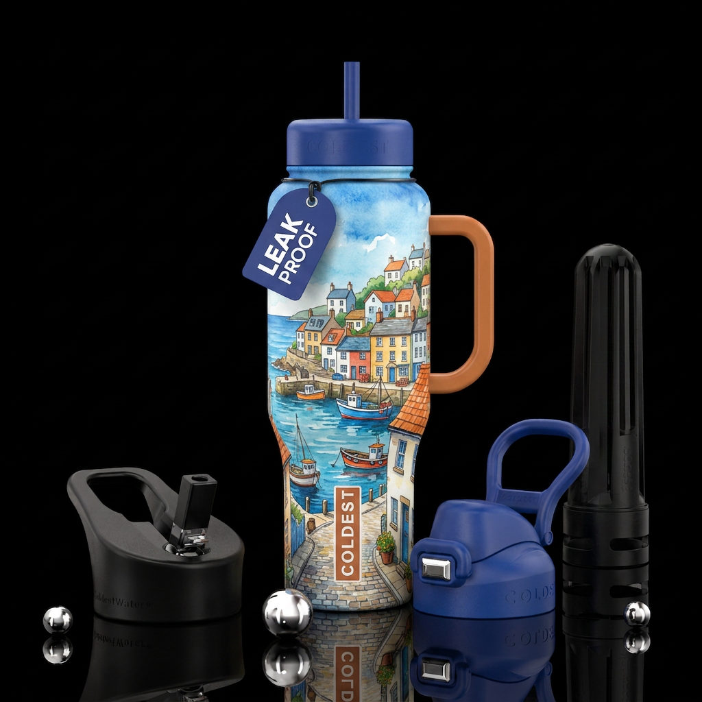 Seaside Town water bottle design