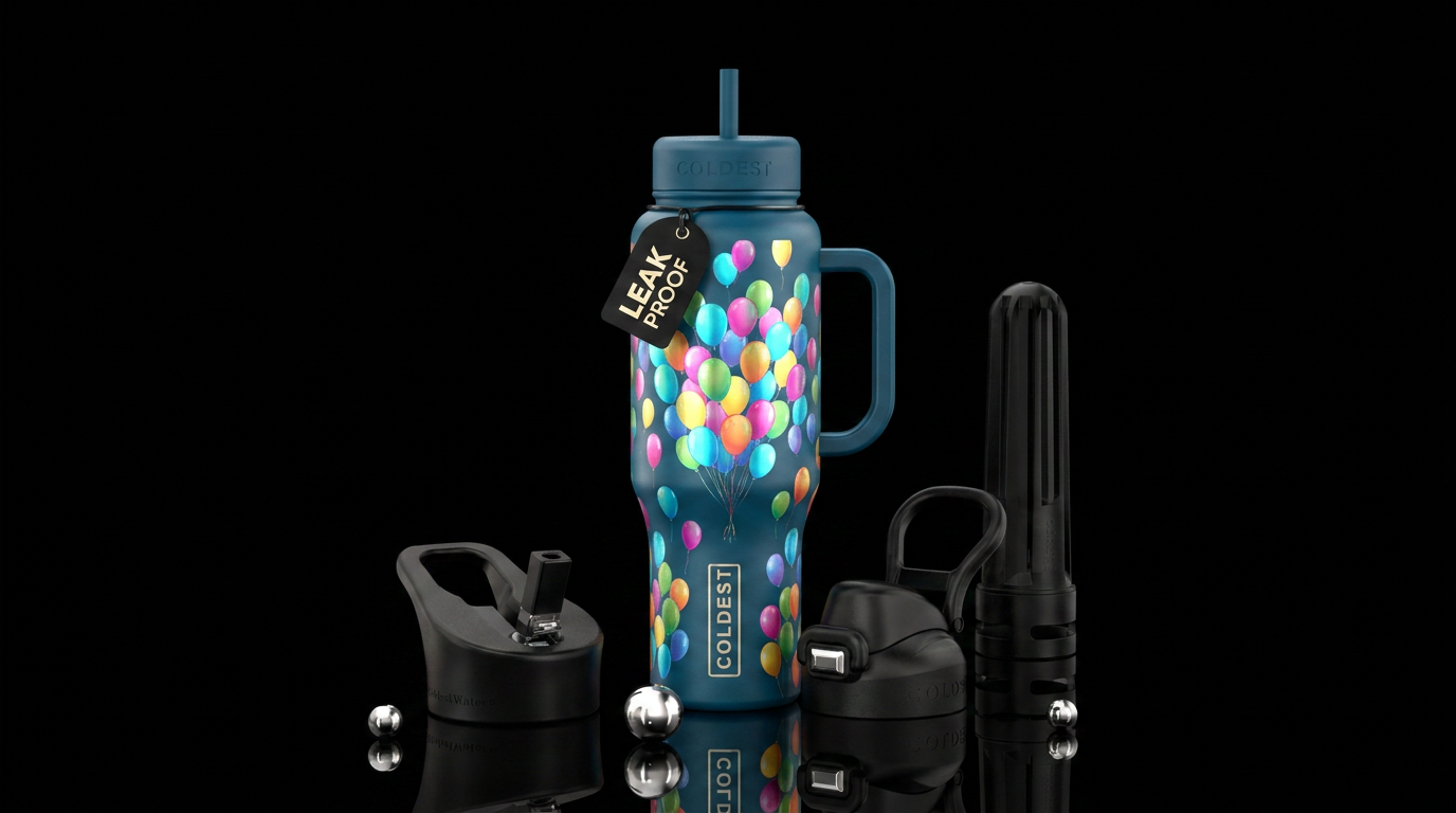 Rising Balloons water bottle design