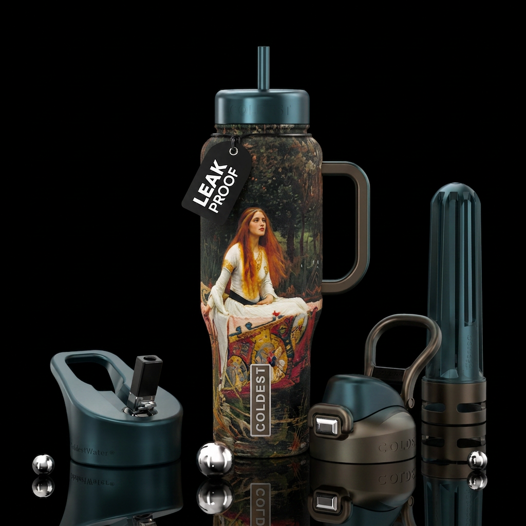 The Lady of Shalott water bottle design
