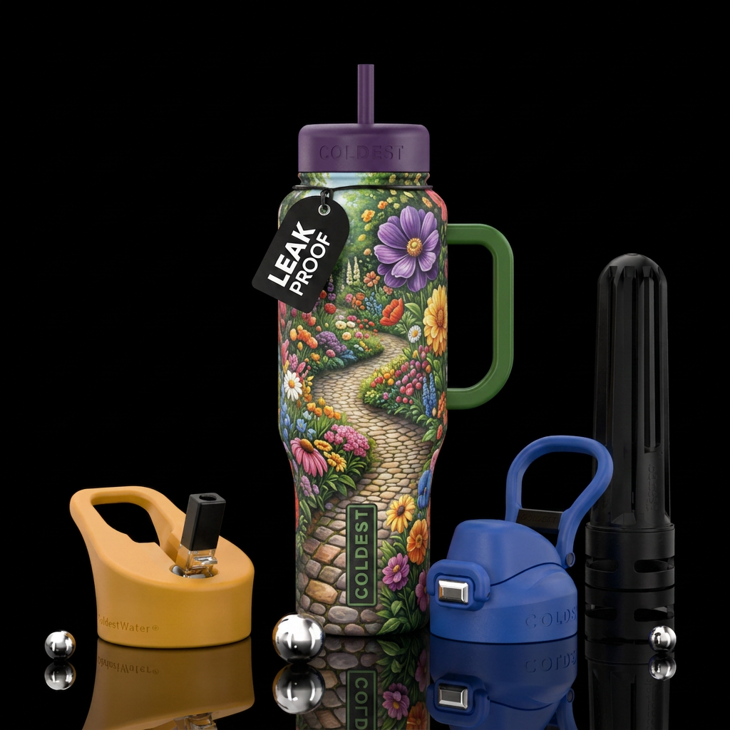 The Flowered Garden Path water bottle design