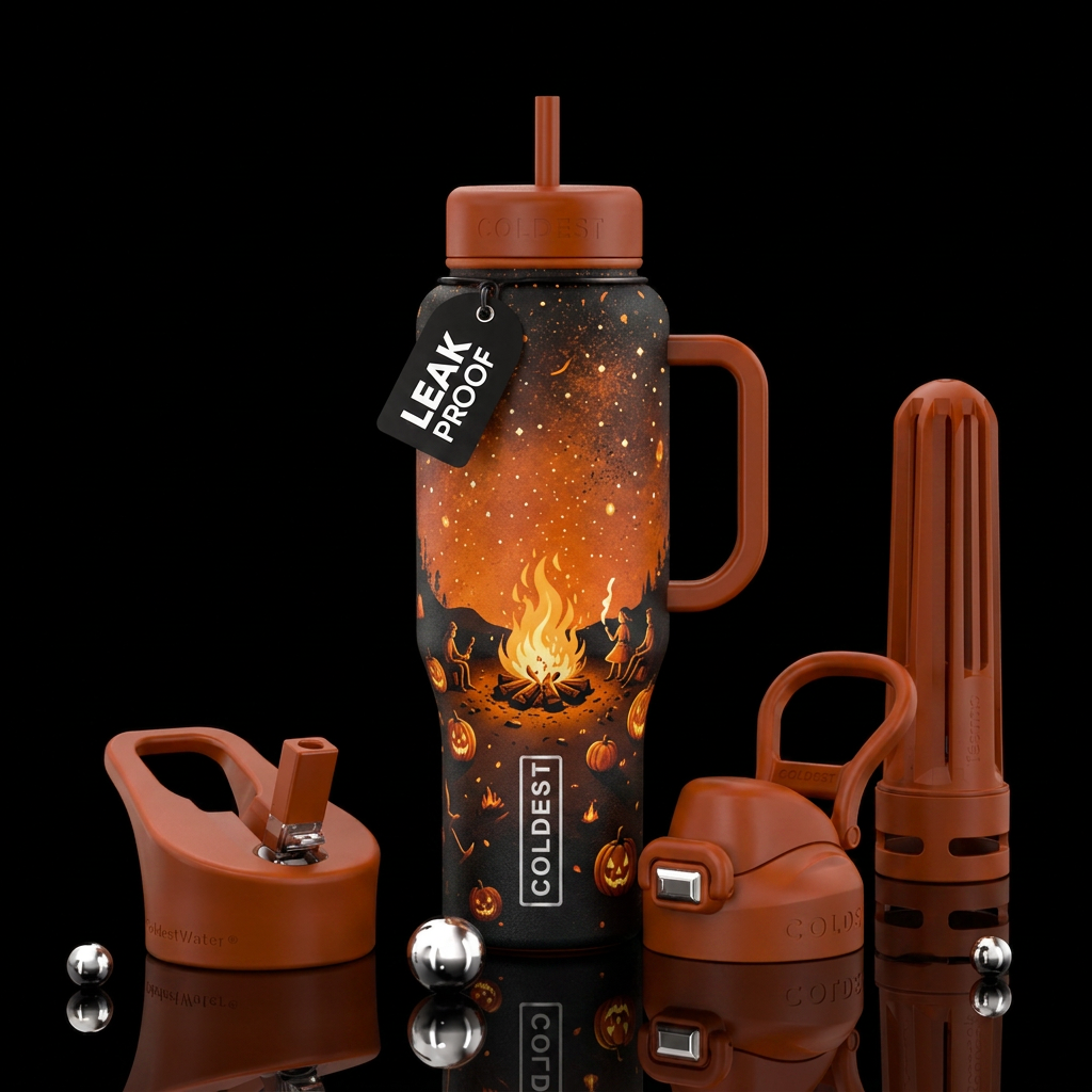 Pumpkin Bonfire water bottle design