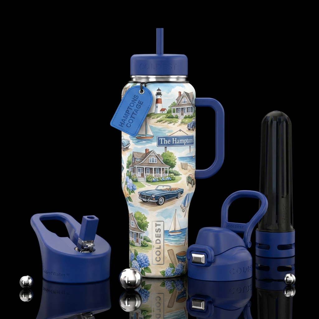 The Hamptons water bottle design
