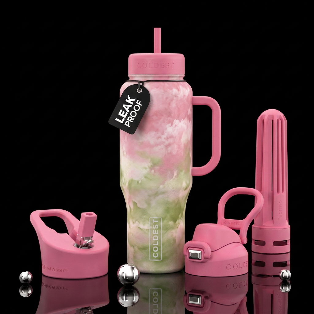 Pink Matcha Latte water bottle design