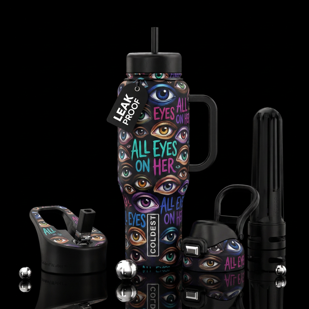 All Eyes on Her water bottle design