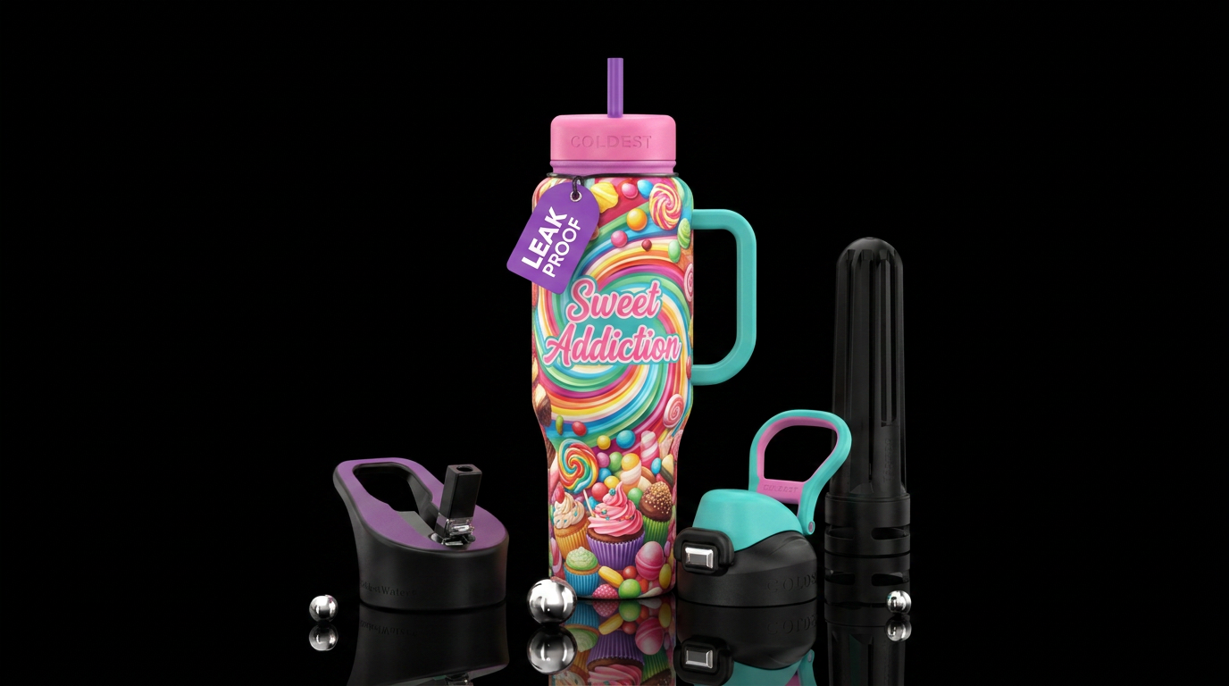 Sweet Addiction water bottle design