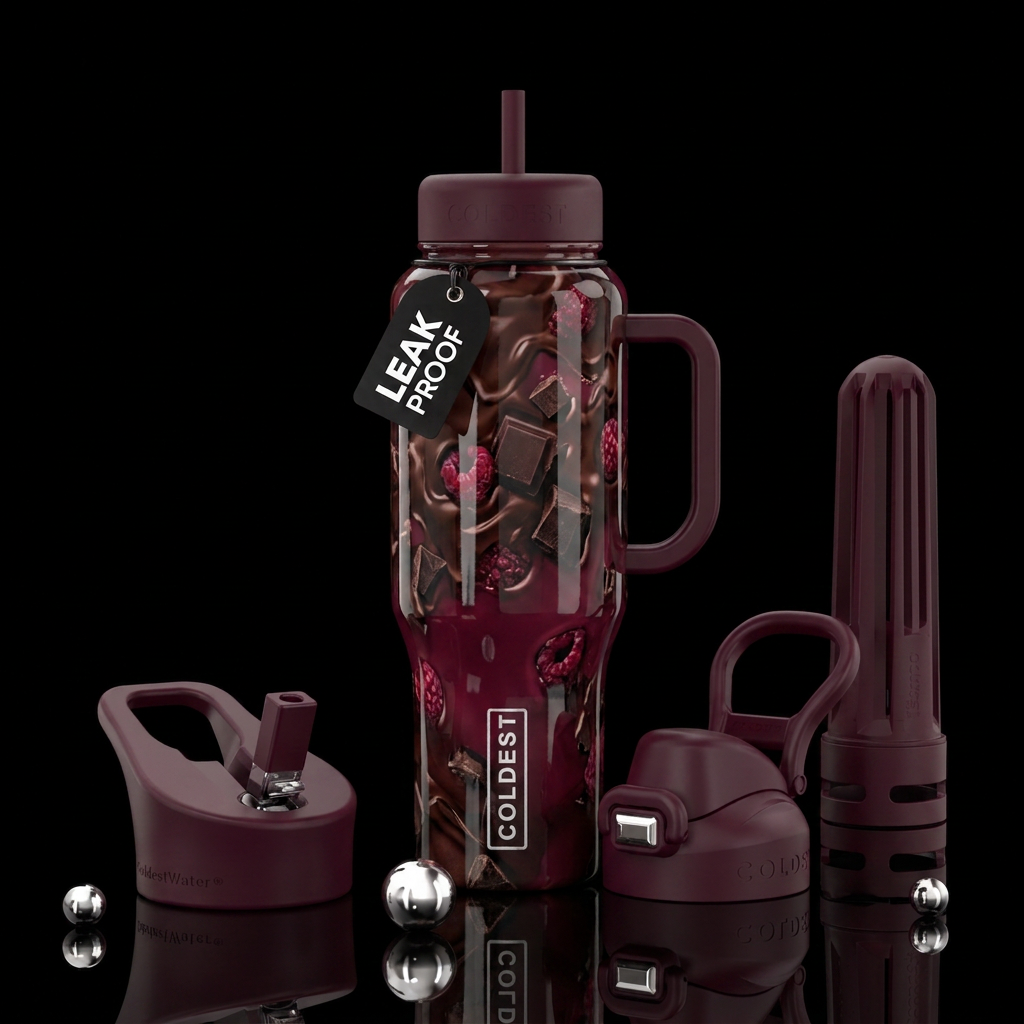 Black Raspberry Chocolate Chip water bottle design