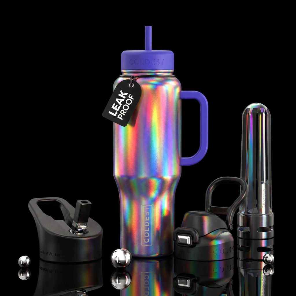 Chasing Rainbows water bottle design